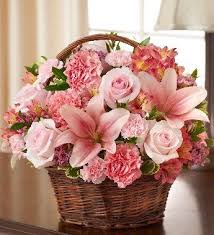 1800flowers All Pink Peace Prayers Basket Flower Arrangements Flower Gift Same Day Flower Delivery