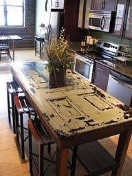 There are very practical ideas to re purpose the old door. Make Any Kind Of Table Out Of A Door You Can Make As Dining Table Or Even A Coffee Table Try It Out Diy Kitchen Island Decor Home Decor
