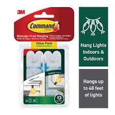 Command Clear Outdoor Light Clips 24 Hooks 28 Strips Per Pack Walmart Com Light Clips Hanging Christmas Lights Outdoor Hanging Lights