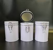 White Clip Lid Storage Canister Airtight - Coffee Tin 700ml ...