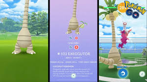Exeggutor is grass and psychic type pokemon. First Ever Alolan Exeggutor In Pokemon Go Alolan Pokemon Youtube