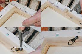 You can also install sawtooth brackets or eye hooks with wire into the back. How To Hang A Painting With Frame Hanging Wire