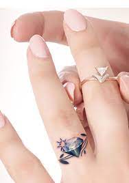 Diamond Engagement Ring Tattoo Jpg 630 895 Tattoo Wedding Rings Ring Finger Tattoos Wedding Band Tattoo