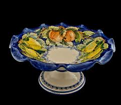 Italian Majolica Hand Painted Italian Ceramics Fruit Bowl With Fruit Decoration 15 Inches Diameter Ceramic Fruit Bowl Italian Ceramics Italian Pottery