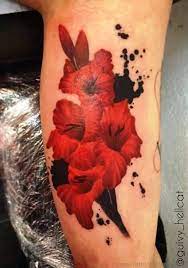 Nice Red Gladiolus Flower Tattoo Design Gladiolus Tattoo Flower Tattoos Gladiolus Flower Tattoos