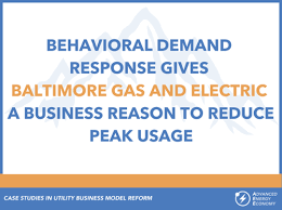 I do not have my own electricity meter. Behavioral Demand Response Gives Baltimore Gas And Electric A Business Reason To Reduce Peak Usage