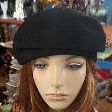 Vintage Black Fur Felt Beret Hats