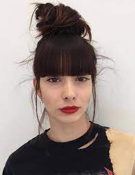 Blunt bangs with wavy loose hair src src. 20 Envious Blunt Bangs Hairstyles