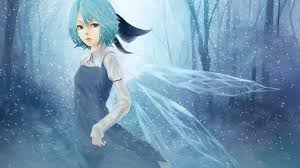 She is a forest fairy. Anime Touhou Cirno Short Hair Blue Hair Girl Fairy Winter Snow Hd Wallpaper X Wallpaper Anime