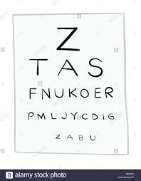 Vector Illustration Eye Test Chart Letters Hand Drawn