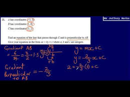 Equation Of Perpendicular Line Gcse Maths Edexcel Practice Tests Set 2 1h Question 21 Youtube