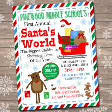 School Christmas Shopping Flyer Breakfast With Santa Kids Etsy Xmas Shopping Holiday Flyer Template Kids Christmas