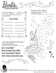 Surfnetkids » coloring » cartoon » barbie » barbie fairy. Barbie A Fairy Secret Activity Sheet Happy Meal Printables For Kids Free Word Search Puzzles Coloring Pages And Other Activities