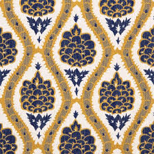 Navy Blue Mustard Yellow Upholstery Fabric Modern Woven Etsy Large Scale Floral Fabric Upholstery Fabric Contemporary Upholstery Fabric