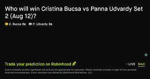 August 13, 2026: Cristina Bucsa vs Panna Udvardy: Set 2 Winner Tennis Prediction Market