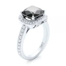 Black diamond halo ring in 14kt white gold, $4,900, catherineangiel.com. Custom Black Diamond Halo Engagement Ring 102814 Seattle Bellevue Joseph Jewelry