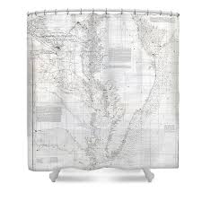 Coast Survey Nautical Chart Or Map Of The Chesapeake Bay Shower Curtain