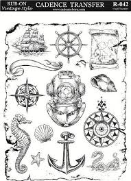 Cadence Rub On Vintage Transfer 17 25 R 042 Eski Usul Dovmeler Deniz Dovmeleri Ve Cizim Fikirleri
