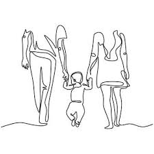 People Holding Hands Continuous Line Drawing Single Line Drawing Line Art Drawings Family Drawing