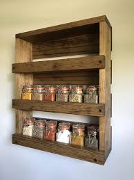 Wall Mounted Spice Rack Gift Item For Her Kitchen Spice Organizer Gift Idea Farmhouse Decor Shelf Kitchen Spices Storage And Decor Rack Wooden Spice Rack Kitchen Organization Diy Wall Mounted Spice