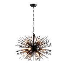 Sputnik lighting 6 light chandelier mid century ceiling hanging lamp fixture bar. 12 Light Black Sputnik Chandelier Lz3349 12 Ba The Home Depot