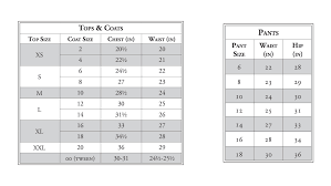 sizing charts rj classics