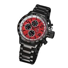 Black And Red Mens Watch Konigswerk Mens Watch Black Metal Bracelet Red Dial Big Face Multifunction Day Date Tachymeter Aq101106 Black Metal Bracelet Mens Watches Black Fashion Watches