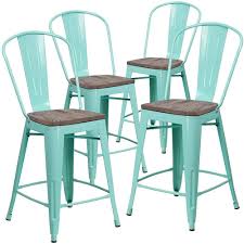 Popfurniture bietet designer esszimmerstühle in vielen farben an. Flash Furniture 24 H Mint Green Metal Counter Height Stool With Back And Wood Seat 4 Pack Staples Ca