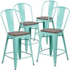 A good bar stool can really pull together a room, but finding the right one can take a lot of looking. Flash Furniture 24 H Mint Green Metal Counter Height Stool With Back And Wood Seat 4 Pack Staples Ca