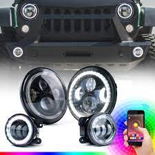Reviews of the best led headlights for jeep wrangler jk, affordable and stylish upgrades for safer and brighter prepare for something different. Amazon Com Xprite 7 Inch Rgb Halo Led Headlights 4 Fog Lights Led Combo Headlamp Assembly Bluetooth Controlled Rgb Light Kits For 2007 2018 Jeep Wrangler Jk Jku Automotive