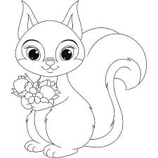 L Ecureuil En Coloriage A Imprimer Coloriage Ecureuil Ecureuil Dessin Dessin Animaux Mignons