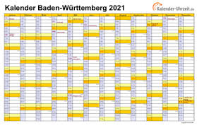 Kalender für das jahr 2021 (überschrift in voller länge) beispiel: Feiertage 2021 Baden Wurttemberg Kalender