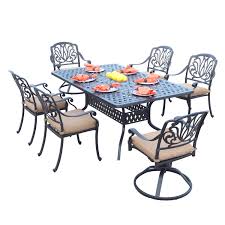 Stackable for space saving storage. Darlee Elisabeth 7 Piece Cast Aluminum Patio Dining Set Bbqguys