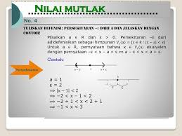 Menyelesaikan pertidaksamaan nilai mutlak dengan analisis $x$ (definisi nilai mutlak). Contoh Soal Dan Pembahasan Nilai Mutlak Berbagai Contoh