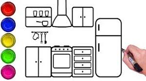 How To Draw Kitchen Set For Kids Girls How To Draw Kitchen For Kids Easy Drawing Of Kitchen Set Youtube