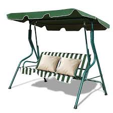 Costway 3 Seats Patio Canopy Steel Frame Swing Glider Hammock Cushioned Backyard Green Walmart Com Canopy Swing Patio Canopy Patio Deck Furniture