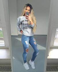 200 Cute Ripped Jeans Outfits For Winter 2017 Mco My Cute Outfits Cute Ripped Jeans Outfit Trendy Summer Outfits Cute Ripped Jeans