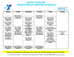 Senior Group Exercise Schedule Union County Family Ymca