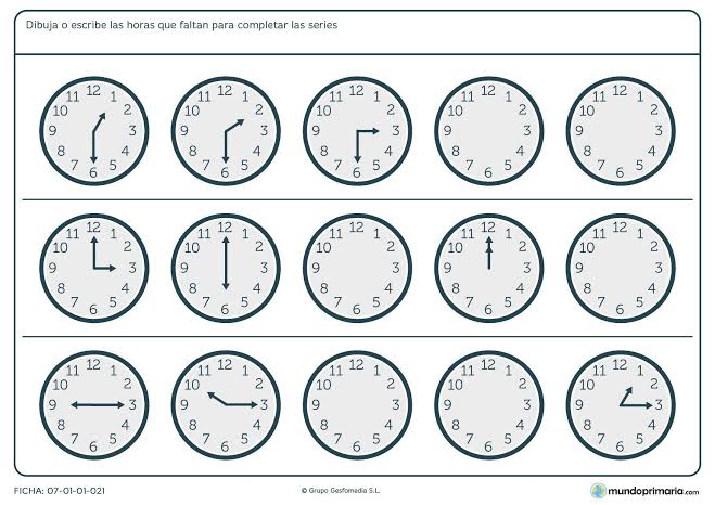 Resultado de imagen para FORMATOS DE RELOJ PARA IMPRIMIR TERCER GRADO