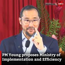 Prime Minister Stuart Young has announced plans to create a Ministry of  Implementation and Efficiency, which will operate out of the Office of the  Prime Minister if he wins the April 28