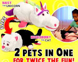 Flip Pets Cat Unicorn Two Stuffed Animals In One Plush Toy As Seen On Tv New Flippets Unicorn Cat Pets Cats