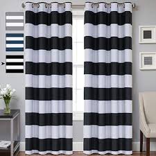 Black And White Drapes Bedroom Turquoize Striped Blackout Curtains Elegant Grommet Thermal Insulated Black And White Curtains Drapes F Black And White Living Room White Curtains Curtain Room
