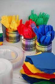 These Crayon Utensil Holders Are The Perfect Addition To An Art Themed Party Crayola Crayon Birthday Parties Painting Birthday Party Crayola Birthday Party