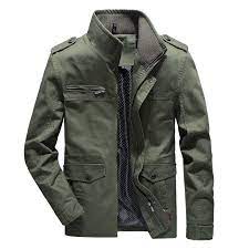 Men 100 Cotton Military Multi Pockets Epaulettes Solid Color Casual Washed Outdoor Tooling Jacket Mens Jackets Mens Outfits Cargo Jacket