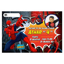 Dalam membuat desain stiker sesuaikanlah tema dengan yang diinginkan misalnya pakai karakter apa, warna apa dan lain sebagainya. Undangan Ulang Tahun Ultah Spider Man Spiderman Shopee Indonesia
