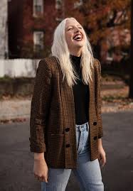 Black And White Houndstooth Blazer Womens Vintage Boyfriend Blazer Womens Houndstooth Blazer 80s Houndstooth Blazer Blazers For Women Winter Fashion Outfits