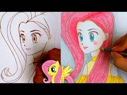 1) draw a rectangle that will define the conditional proportions and boundaries of the chosen drawing. How To Draw Human Fluttershy My Little Pony Anime Style Youtube
