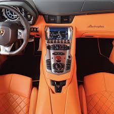 An Orange Leather Interior From A Lamborghini Aventador Painted In Grigio Adamas Photo Taken Lamborghini Aventador Interior Lamborghini Interior Lamborghini