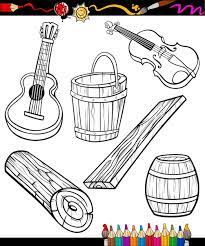 Conjunto De Desenhos Animados De Objetos Para Colorir Livro Vetor Premium