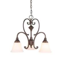 Hampton Bay Somerset 3 Light Bronze Chandelier With Bell Shaped Frosted Glass Shades Gex8193a 3 The Home Depot Bronze Chandelier Chandelier Glass Shades
